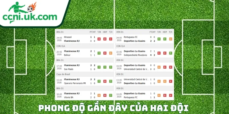Phong độ của mỗi CLB trước trận đấu Fluminense vs Deportivo La Guaira